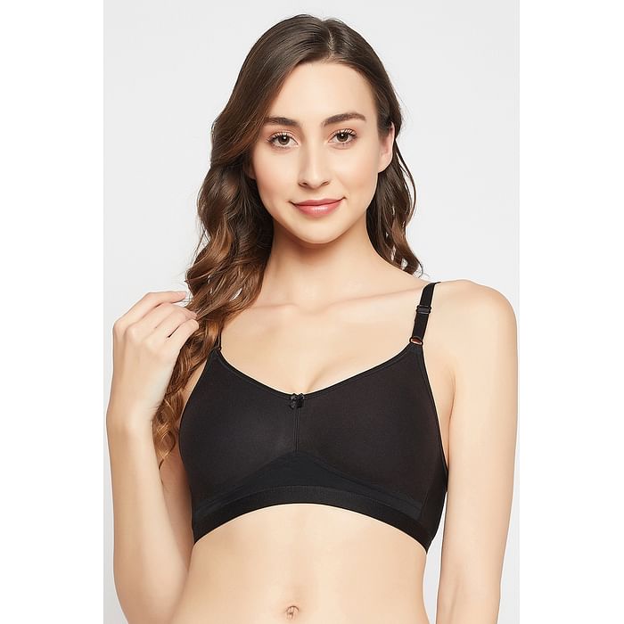 

Clovia Non-Padded Non-Wired Full Figure T-shirt Bra in Black - Cotton - BR3007P13