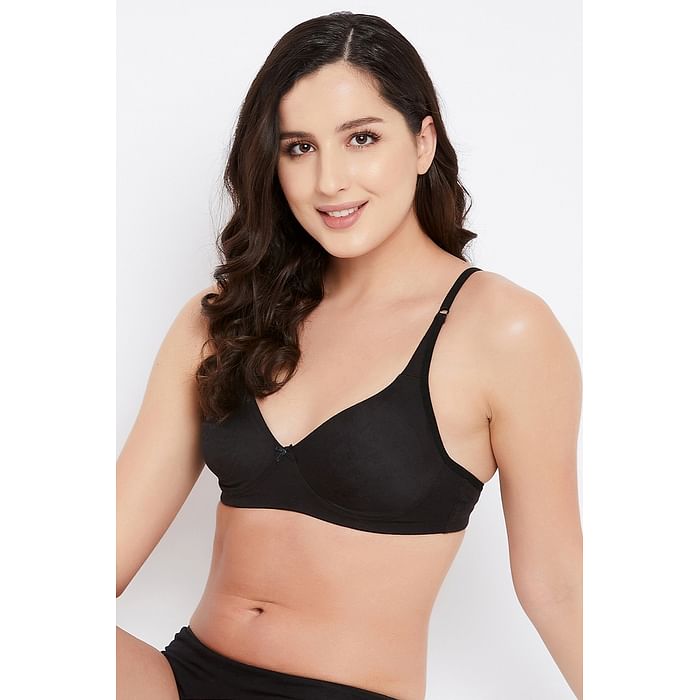 

Clovia Non-Padded Non-Wired Full Cup T-shirt Bra in Black - Cotton Rich - BR0636P13