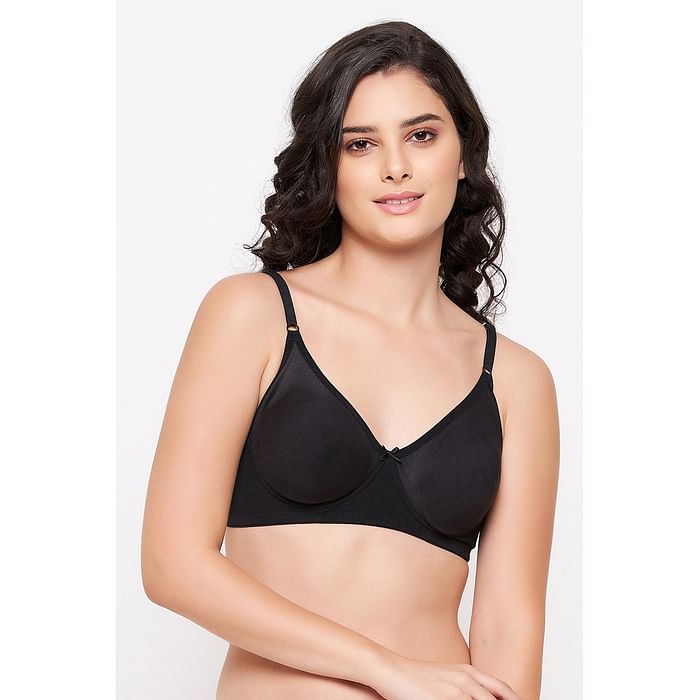 

Clovia Non-Padded Non-Wired Full Cup T-shirt Bra in Black - Cotton Rich - BR1148P13