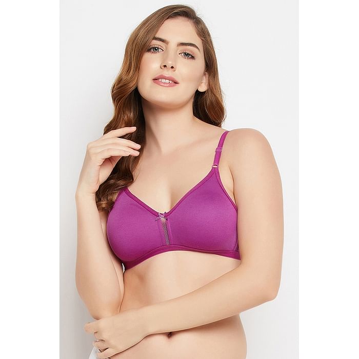 

Clovia Non-Padded Non-Wired Full Cup T-shirt Bra in Purple - Cotton - BR0638A12, Lavender