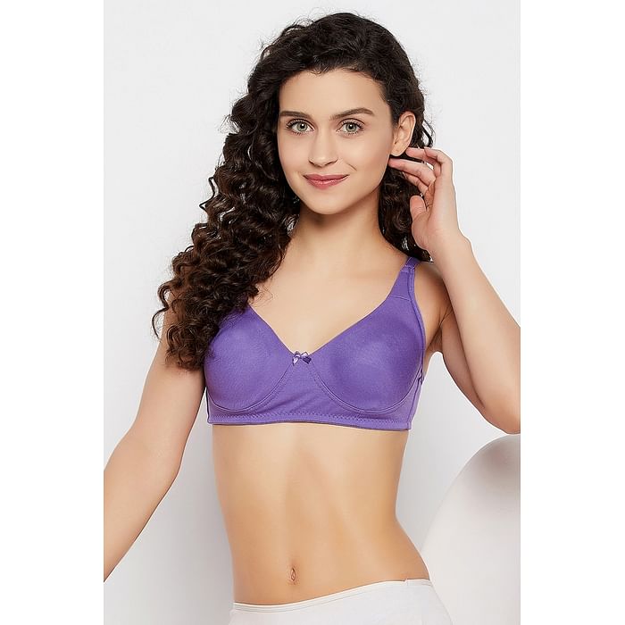 

Clovia Non-Padded Non-Wired Full Cup T-Shirt Bra in Violet - Cotton Rich - BR0636A12, Lavender