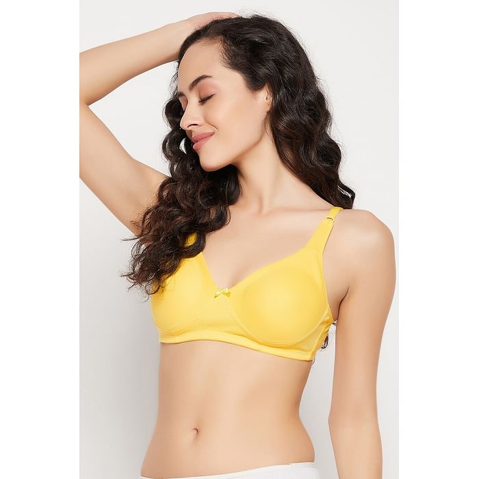 

Clovia Non-Padded Non-Wired Full Cup T-shirt Bra in Yellow - Cotton Rich - BR0636P02, Light yellow