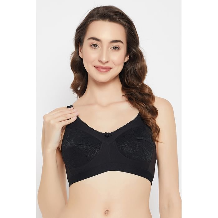 

Clovia Non-Padded Non-Wired Full Figure Bra in Black - Cotton - BR2422A13