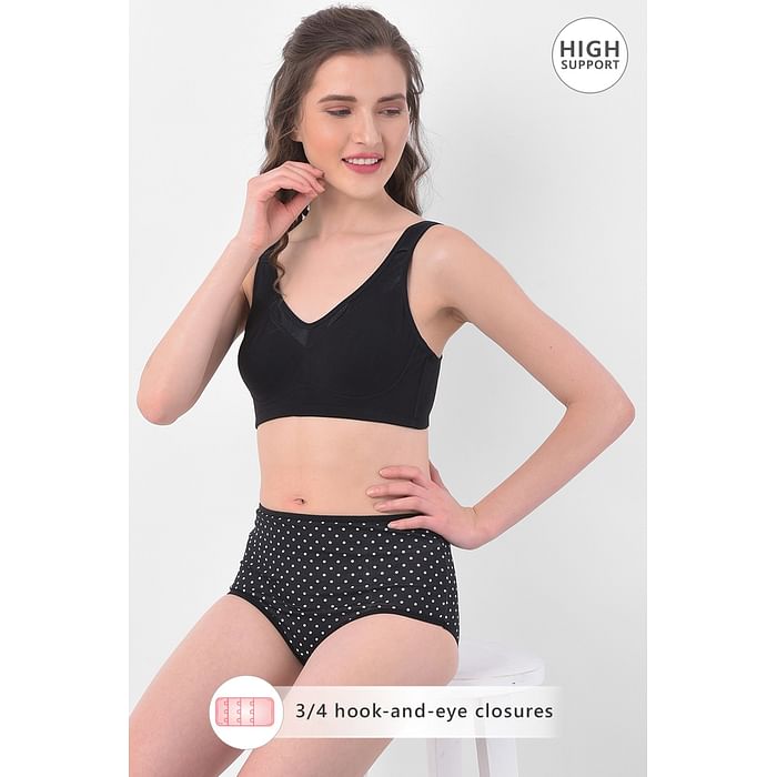 

Clovia Non-Padded Non-Wired Full Figure Bra in Black- Cotton - BR2052R13