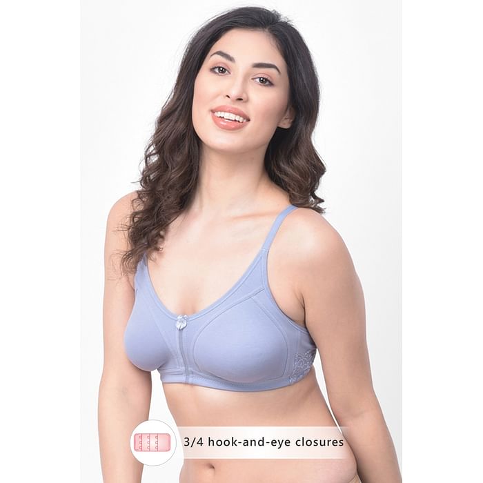 

Clovia Non-Padded Non-Wired Full Figure Bra in Blue- Cotton - BR2076P03, Light blue