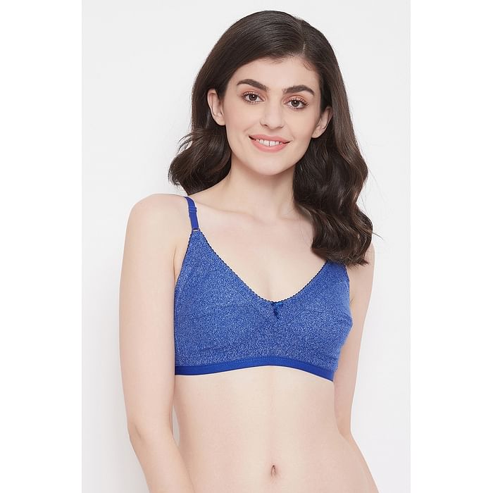 

Clovia Non-Padded Non-Wired Full Figure Bra in Blue- Cotton Rich - BR0185B08, Navy