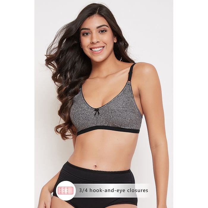 

Clovia Non-Padded Non-Wired Full Figure Bra in Grey - Cotton Rich - BR0185Z05, Dark grey