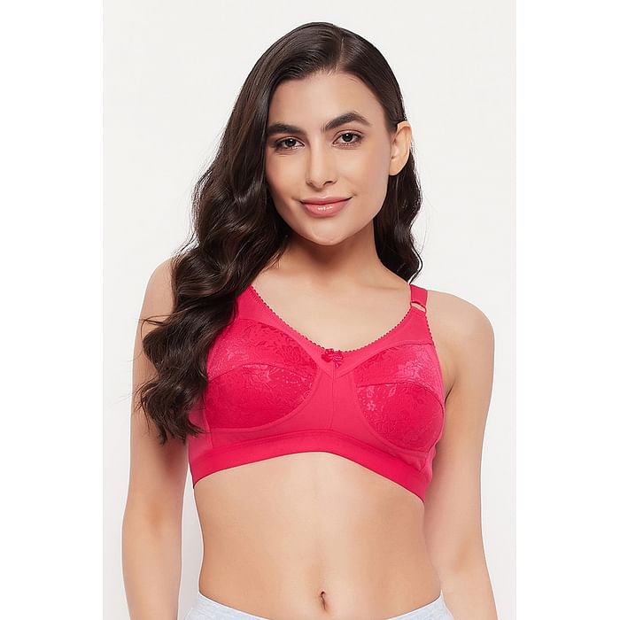 

Clovia Non-Padded Non-Wired Full Figure Bra in Magenta - Cotton - BR2422A14, Pink