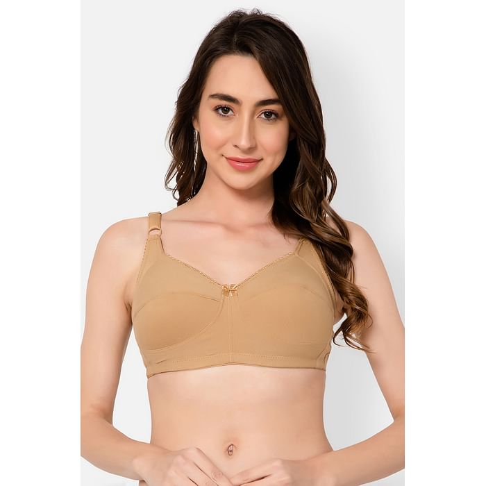 

Clovia Non-Padded Non-Wired Full Figure Plus Size Bra in Nude Colour - Cotton - BR2390A24