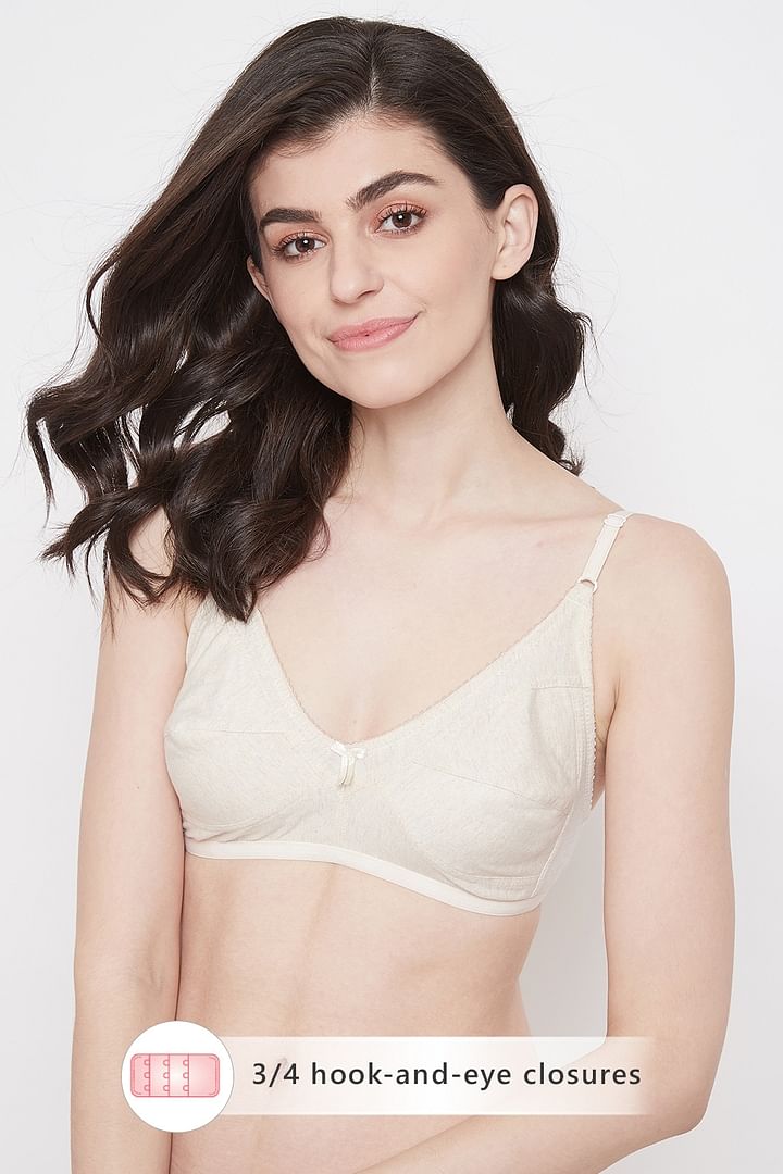Buy Non-Padded Non-Wired Full Figure Bra in Off White - Cotton