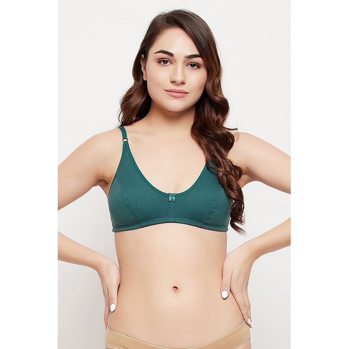 

Clovia Non-Padded Non-Wired Full Figure Bra in Teal Green - Cotton - BR1815A17, Dark green