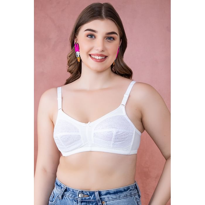 

Clovia Non-Padded Non-Wired Full Figure Bra in White - BR1952R18