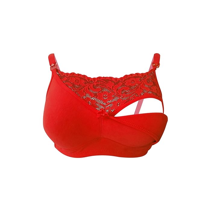 

Clovia Non-Padded Non-Wired Full Figure Feeding Cami Bra in Red - Cotton Rich - BR1998A04