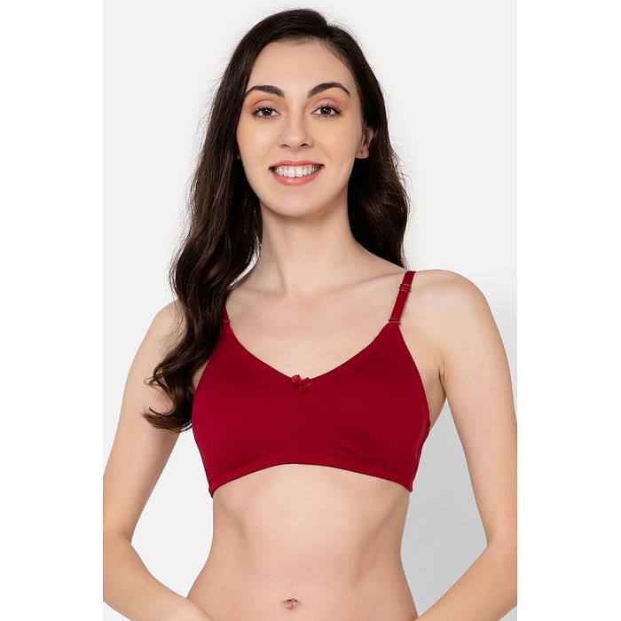 

Clovia Non-Padded Non-Wired Full Figure Multiway T-shirt Bra in Maroon - Cotton Rich - BR2378A09