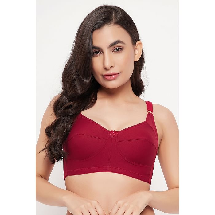 

Clovia Non-Padded Non-Wired Full Figure Plus Size Bra in Red - Cotton - BR2390A09, Maroon