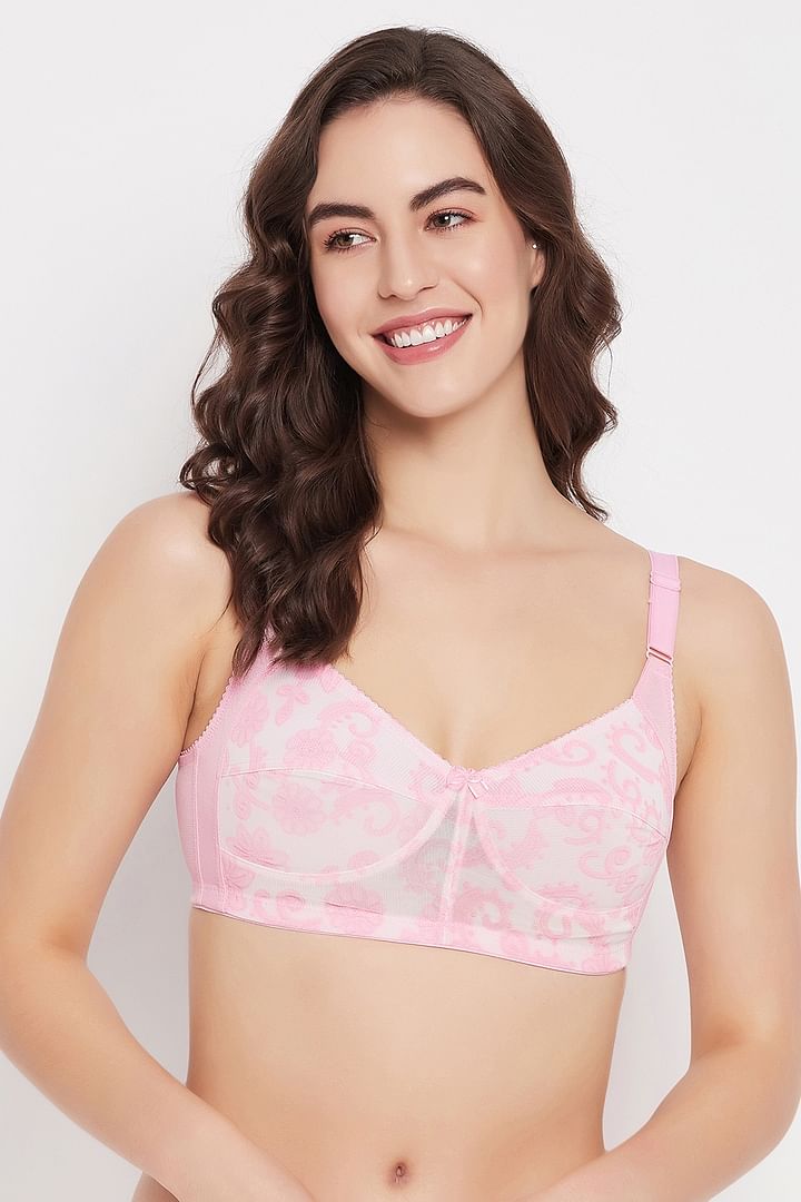 Buy Non-Padded Non-Wired Full Figure Printed Bra in Baby Pink Online India,  Best Prices, COD - Clovia - BR2427A22