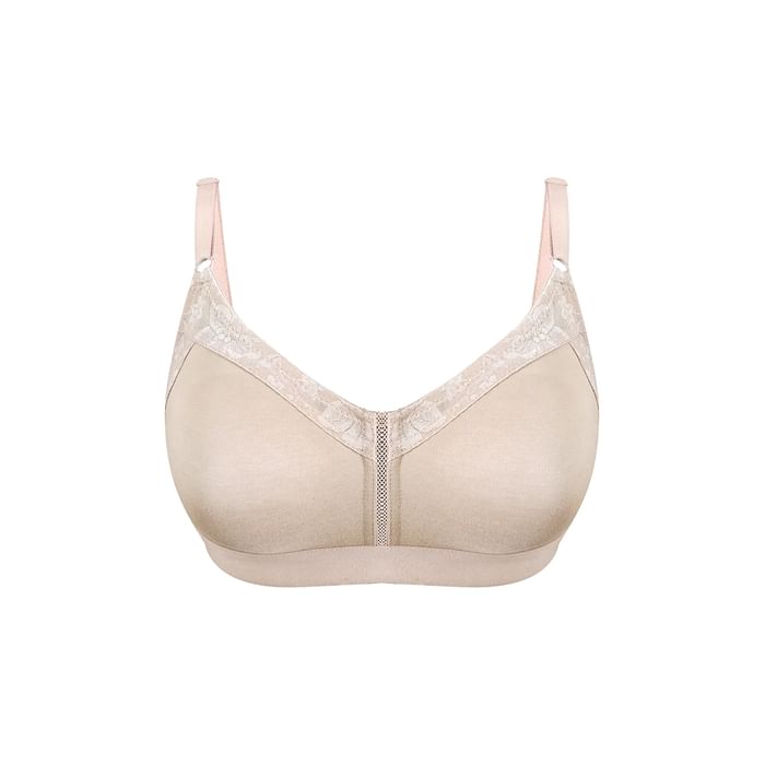 

Clovia Non-Padded Non-Wired Full Figure Spacer Cup Bra in Skin Colour - Lace & Cotton - BR2178R24, Nude-colour
