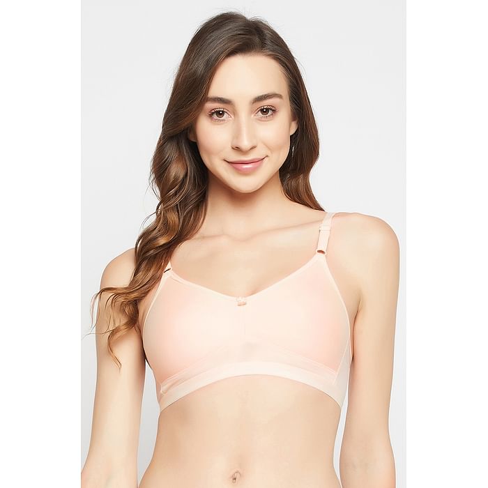 

Clovia Non-Padded Non-Wired Full Figure T-shirt Bra in Cream Colour - Cotton - BR3007P24, Nude-colour