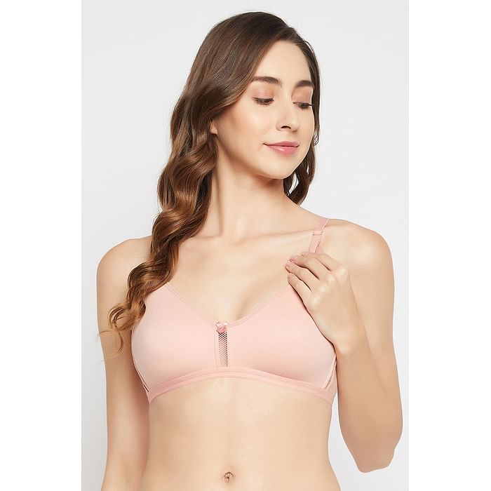 

Clovia Non-Padded Non-Wired Full Cup T-shirt Bra in Soft Pink - Cotton Rich - BR0638B22, Light pink