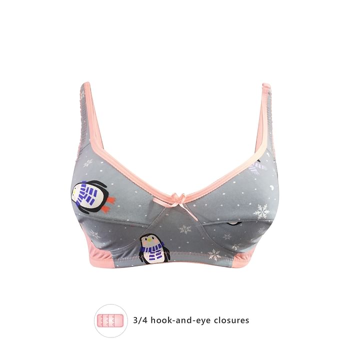 

Clovia Non-Padded Non-Wired Full Cup Penguin Print Bra in Grey - BR1797Z05, Dark grey