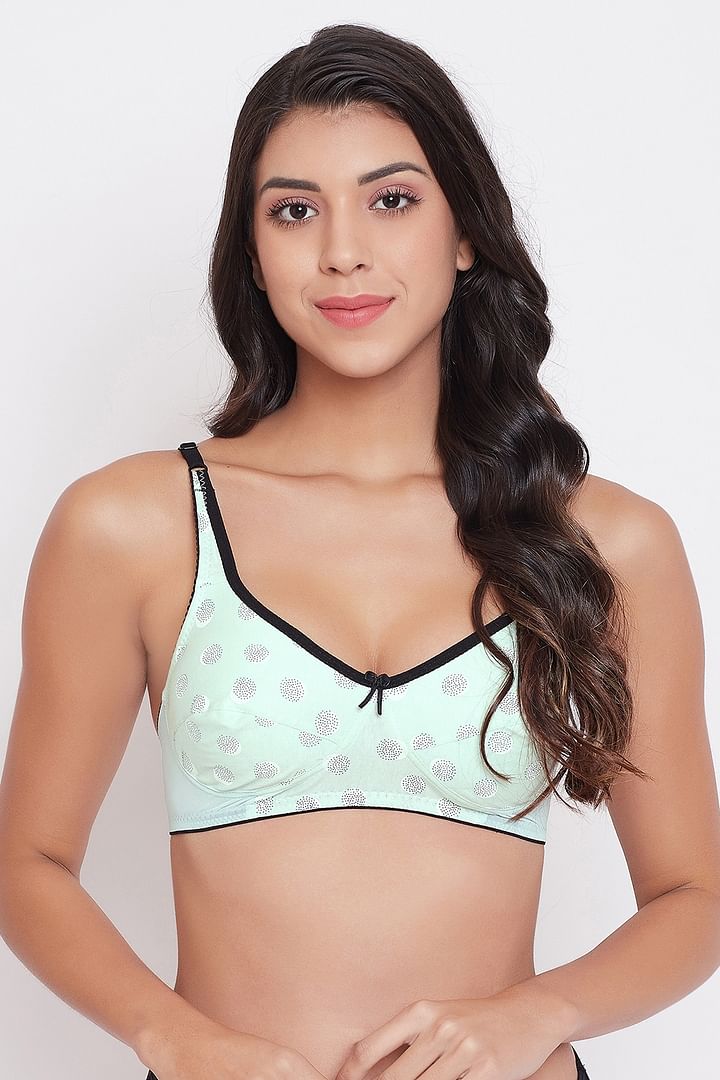 Buy Non-Padded Non-Wired Full Cup Snake Print Bra in Sage Green