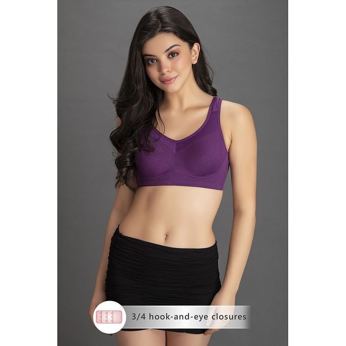 

Clovia Non-Padded Non-Wired High Support Full Figure Bra in Purple - Cotton - BR2052R15