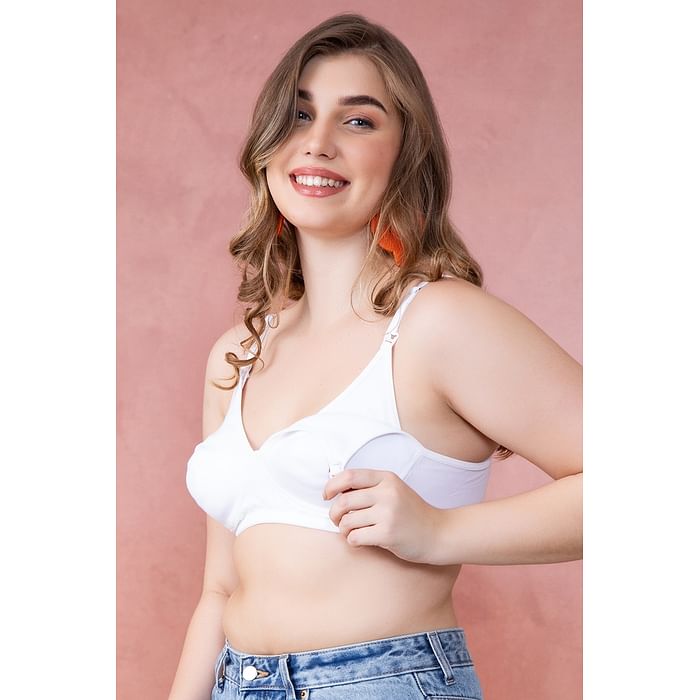 

Clovia Non-Padded Non-Wired Feeding Bra in Off White - Cotton - BR1588A18
