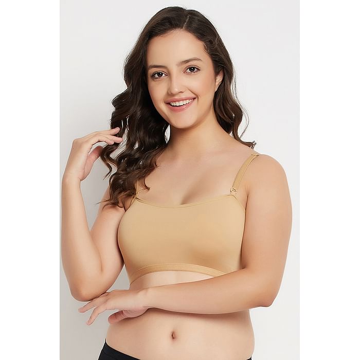 

Clovia Non-Padded Non-Wired Multiway Beginners Bra in Nude Colour with Removable Cups - Cotton - BB1023A24