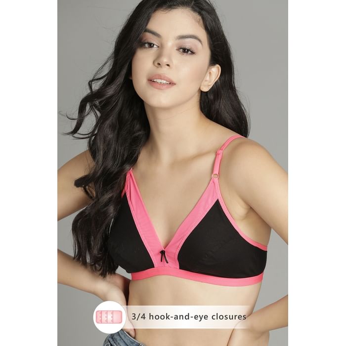 

Clovia Non-Padded Non-Wired Plunge Bra in Black - Cotton Rich - BR1595F13