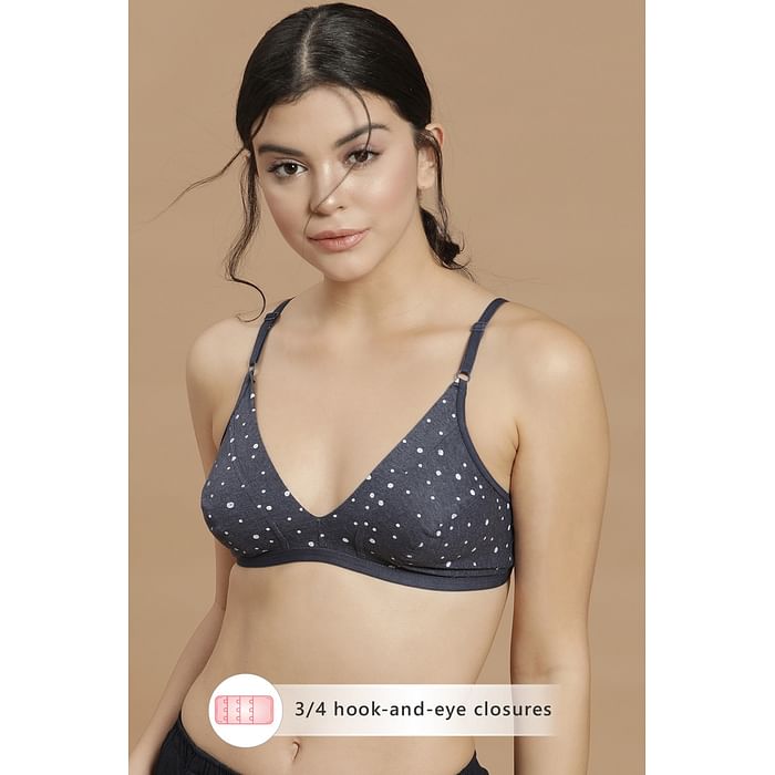

Clovia Non-Padded Non-Wired Polka Print Bra in Navy Blue - Cotton Rich - BR1595O08