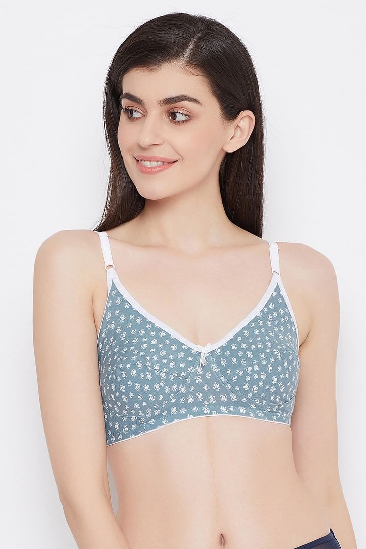 Buy Non-Padded Non-Wired Full Cup Bra in Blue Melange - Cotton Online  India, Best Prices, COD - Clovia - BR0925C03