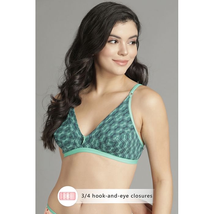 

Clovia Non-Padded Non-Wired Printed Bra in Dark Green - Cotton Rich - BR1595S17
