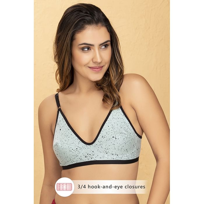 

Clovia Non-Padded Non-Wired Full Coverage Printed Bra - Cotton - BR0227K11, Light green