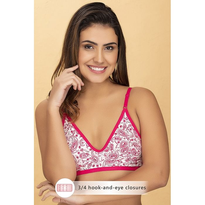 Clovia Non-Padded Non-Wired Full Coverage Printed Bra – Cotton – BR0227T18
