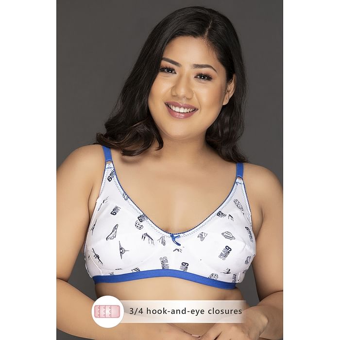 

Clovia Non-Padded Non-Wired Full Coverage Printed Bra - Cotton Rich - BR0185K18, White