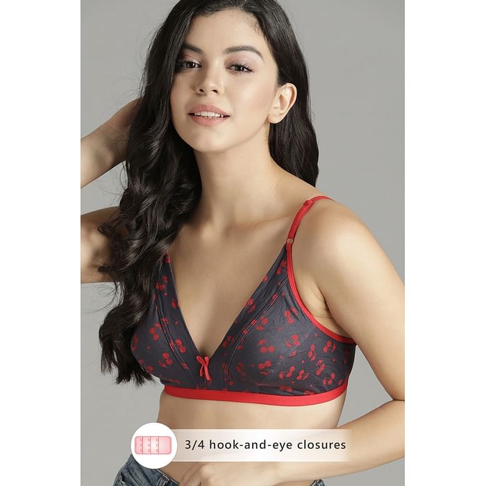 

Clovia Non-Padded Non-Wired Printed Bra in White - Cotton Rich - BR1595Q08, Navy