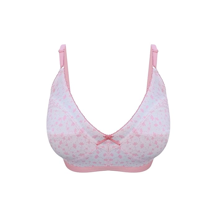 

Clovia Non-Padded Non-Wired Floral Print Full Figure Bra in Baby Pink - Cotton Rich - BR0185W22, Light pink