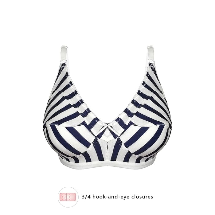 

Clovia Non-Padded Non-Wired Striped Full Figure Bra in White - Cotton Rich - BR0185W18