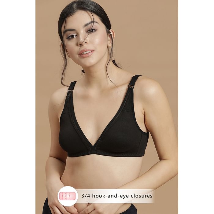 

Clovia Non-Padded Non-Wired T-Shirt Bra in Black -Cotton Rich - BR2048P13