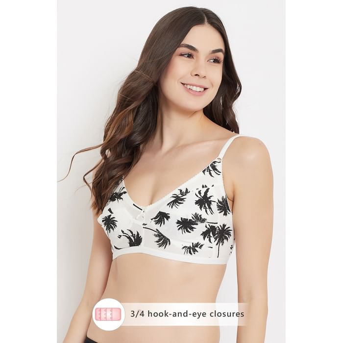 

Clovia Non-Padded Non-Wired Tropical Print Full Figure Bra in White - Cotton Rich - BR0185D18