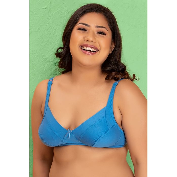 

Clovia Non-Padded Non- Wired Full Coverage Bra in Light Blue - Cotton Rich - BR2067P03