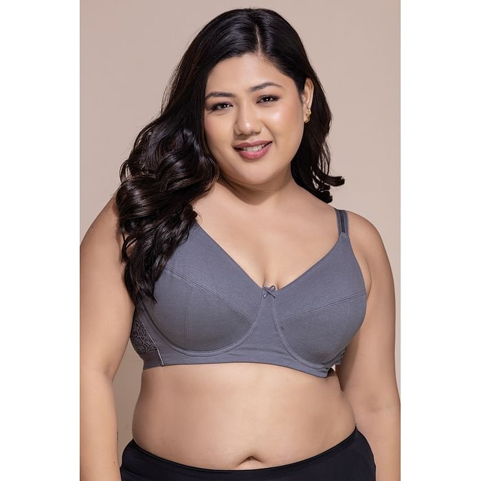

Clovia Non-Padded Underwired Full Cup Bra in Dark Grey - Cotton - BR2530P05