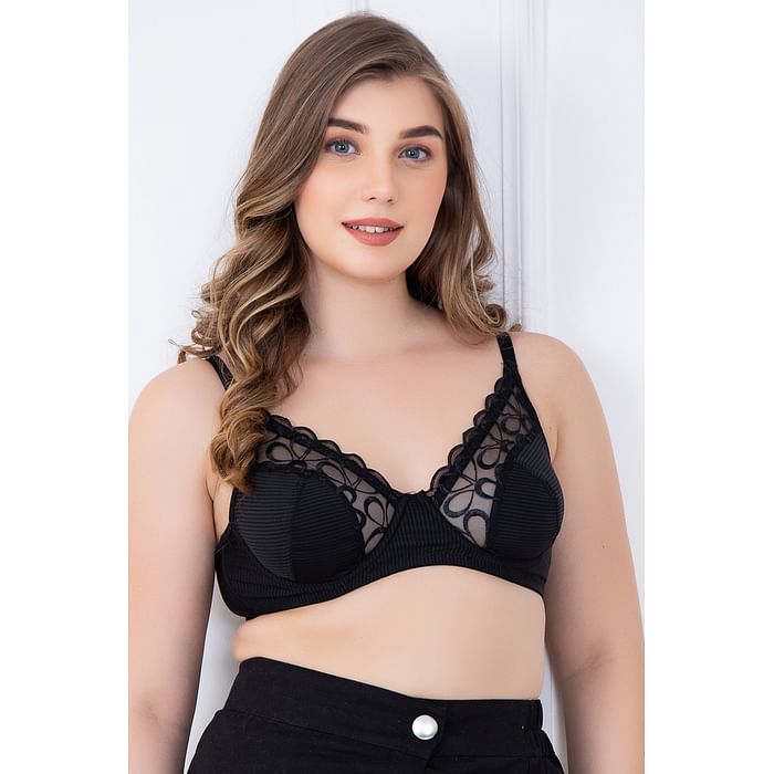 

Clovia Non-Padded Underwired Full Cup Bra with Mesh Lining in Black - BR2016R13