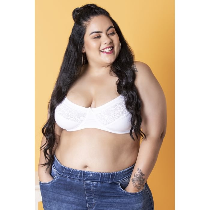 

Clovia Non-Padded Underwired Full Figure Bra in White - Cotton - BR1951R18