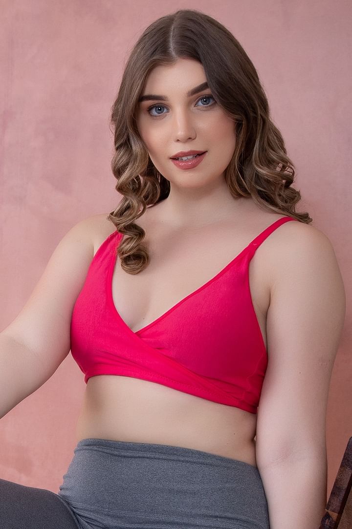 Buy Non-Wired All-Day Wear Home Bra in Hot Pink with Removable