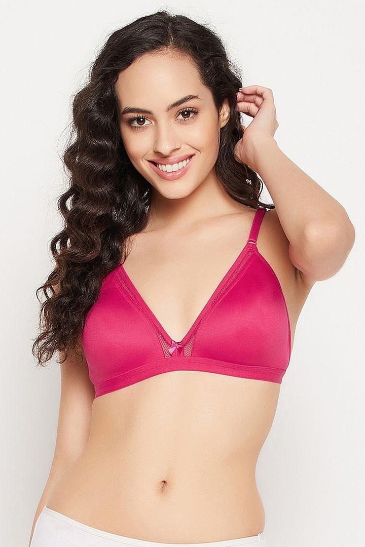 Buy Non-Padded Non-Wired Demi Cup Plunge Bra in Salmon Pink - Cotton Rich  Online India, Best Prices, COD - Clovia - BR2073S22
