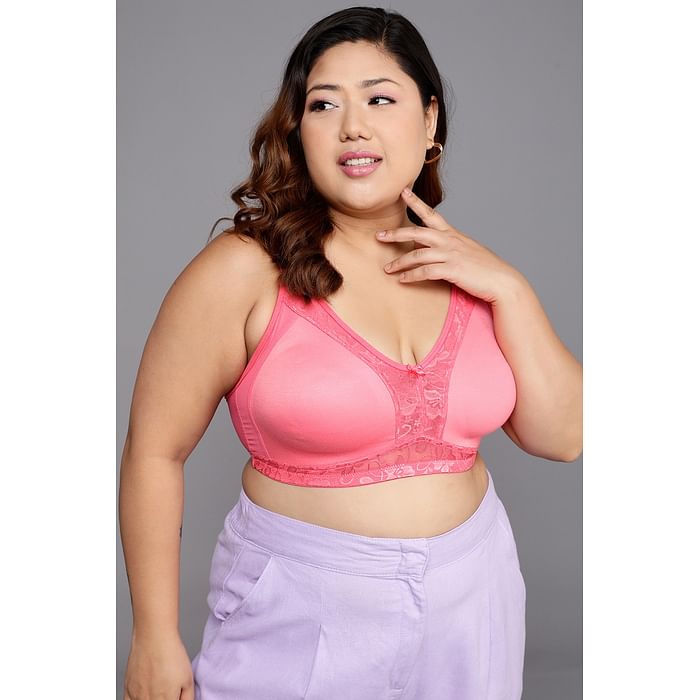 

Clovia Non-Padded Non-Wired Spacer Cup Full Figure Bra in Rose Pink - Cotton - BR2407A22, Light pink