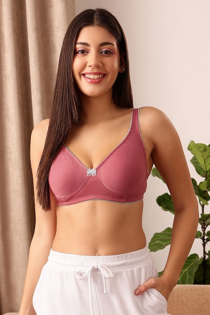 Clovia Pink Cotton Solid Non Wired T-shirt Bra With Layered Cups And High  Waist Hipster Panty For Women at Rs 902, Cotton Bra