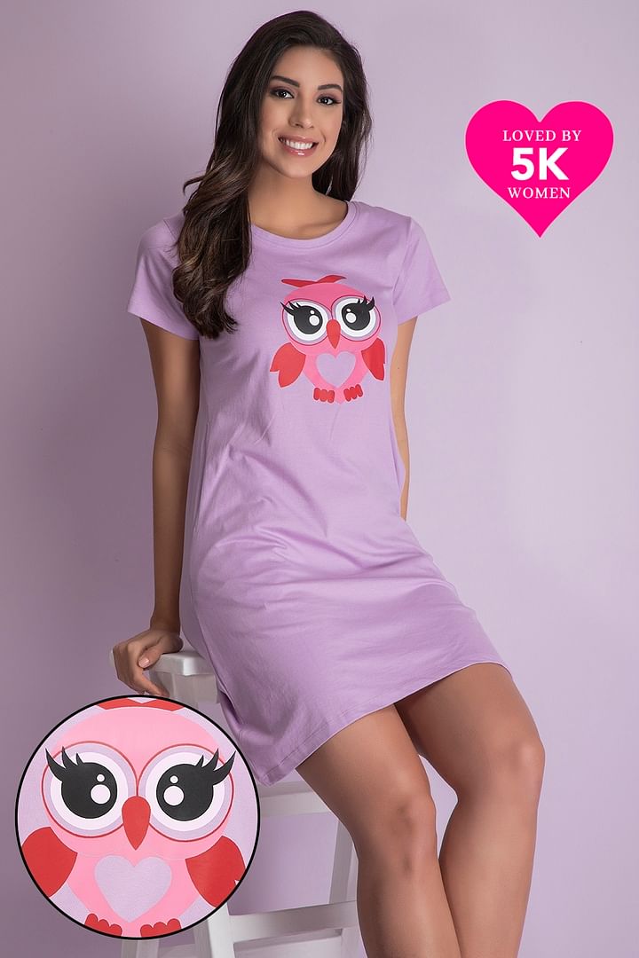 Buy Clovia Quirky Quotes Short Night Dress in Baby Pink - 100% Cotton in  Pink 2024 Online