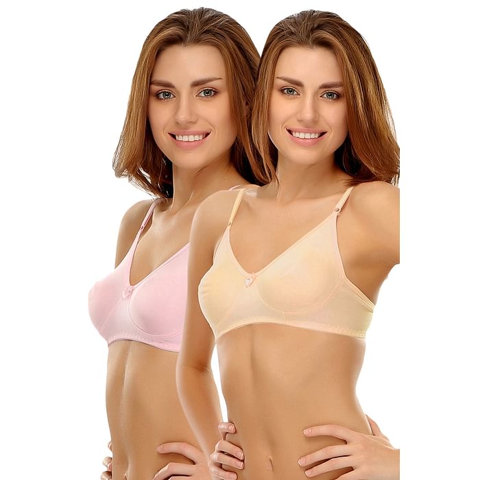 Clovia Pack of 2 Bras in Baby pink and nude – BR0184Q20